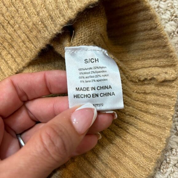 Ladies French‎ Connection Essentials Fair Isle Camel Colored Sweater Size Small - Picture 7 of 9